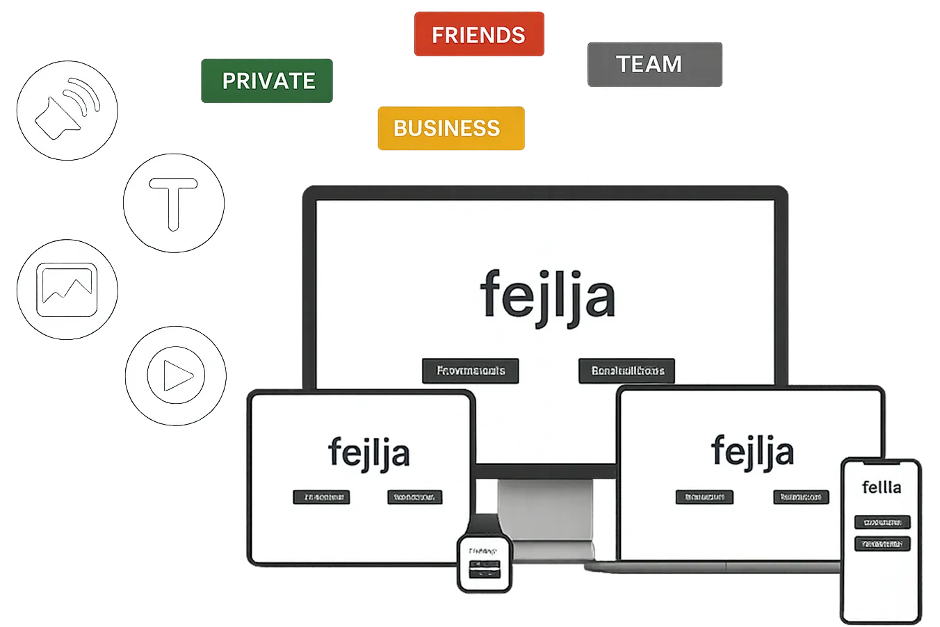 Fejlja App on desktop and mobile.