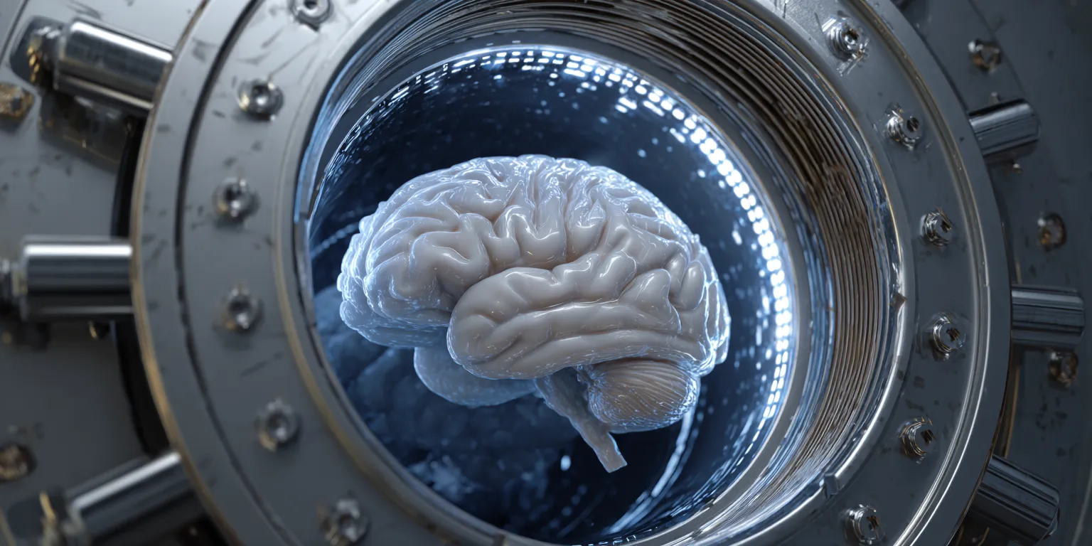A brain in a vault, symbolizing data security.